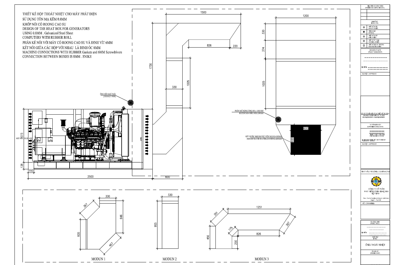 Drawing board of heat-sink box for generator